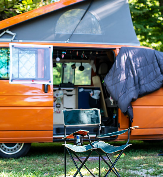 Campervan-and-chair Pop-top campervan and chair