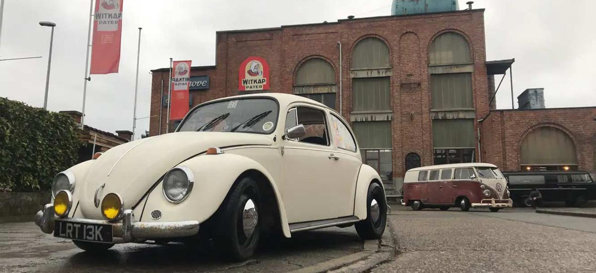 Earl the Beetle parked up with a Split Screen in the background