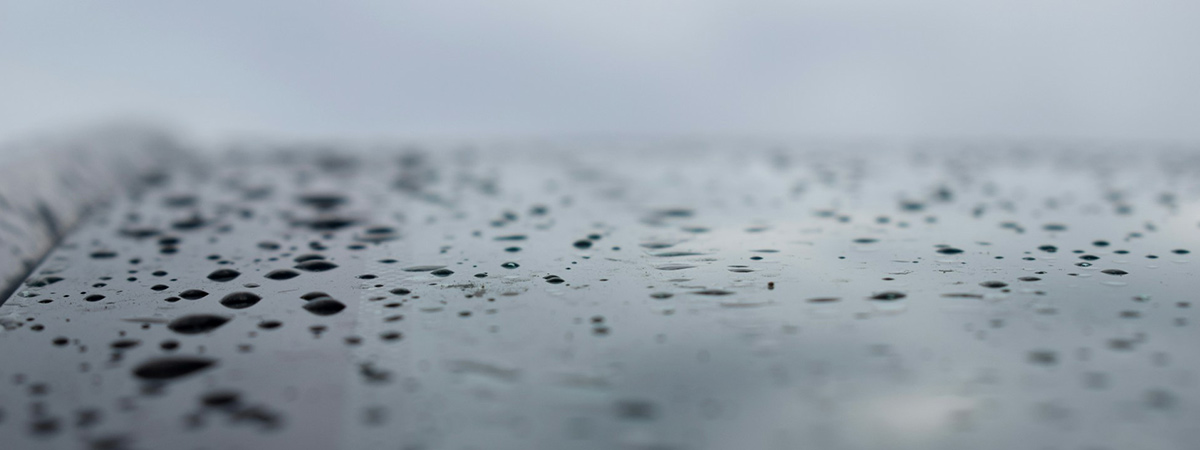 Rain droplets on a vehicle