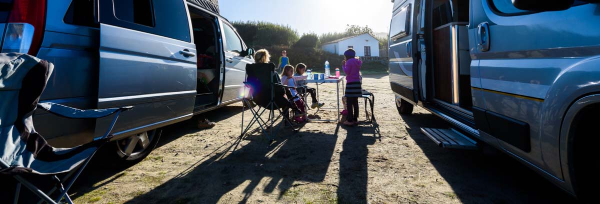 Cheap Campervans at a Campsite