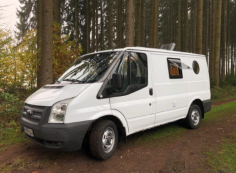 An image of a Ford Transit courtesy of CampingBuddies.de on Pintrest