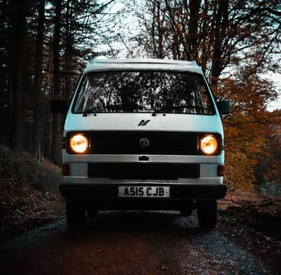 A VW T25 in the woods. Image courtesy of projectmaxus on Instagram