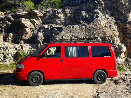 A Red VW T4 Transporter courtesy of lady_red_bullion Instagram