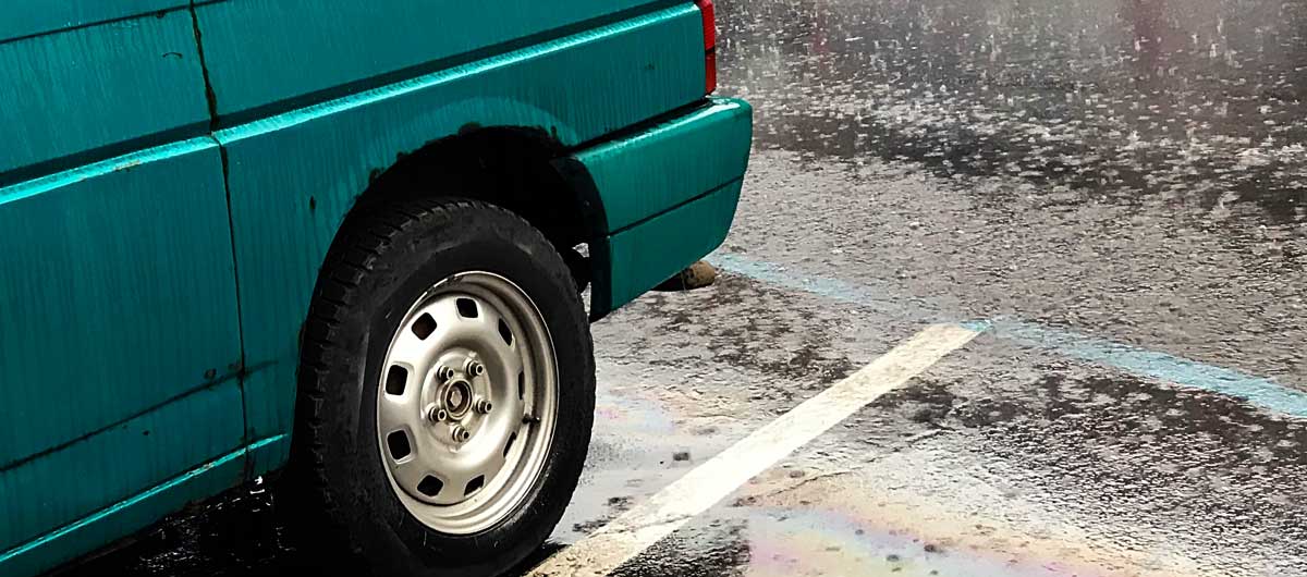 VW Transporter in the Rain