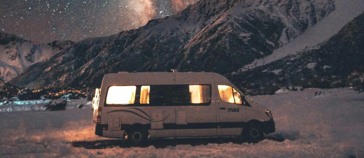 Campervan in the snow