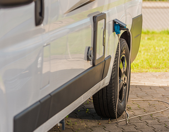 Campervan with an electric hookup