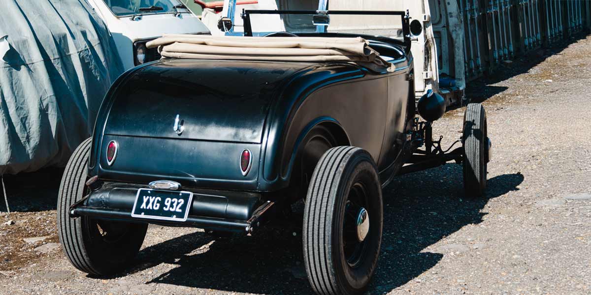Classic-Car-number-plate Classic hot rod with a classic number plate
