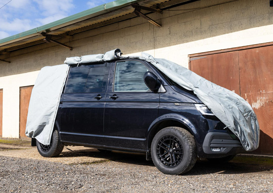 VW-Van-Cover VW Van under a Just Kampers vehicle cover