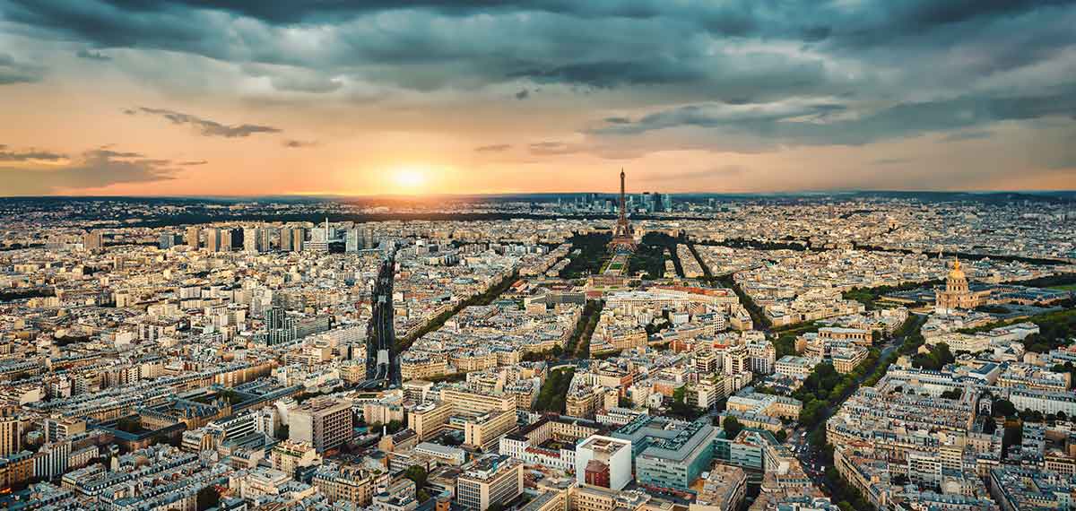 View over Paris at sunset