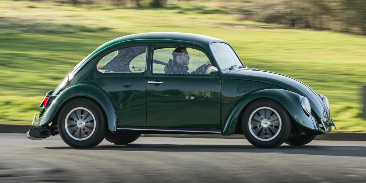 Jason driving his Air-cooled 69 Cal Look Beetle
