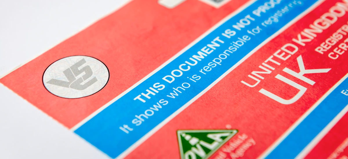 Ensure the V5C logbook matches the vehicle’s chassis number 