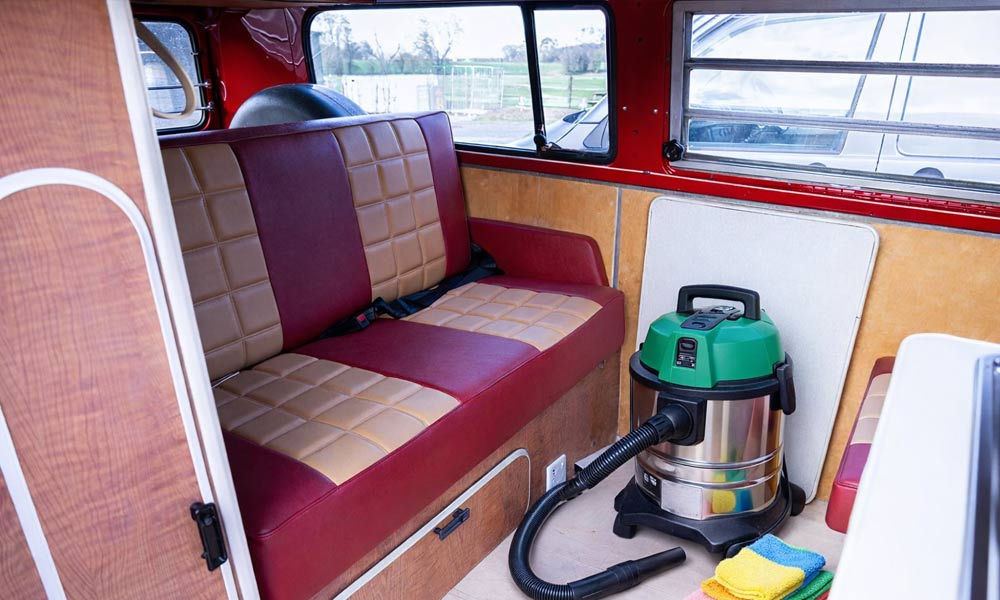 Start with a thorough vacuum | How to Prepare Your Classic Campervan for Its First Show - Just Kampers Insurance