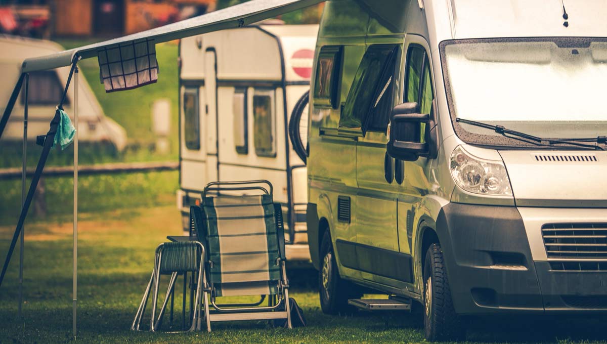 Campervan and awning