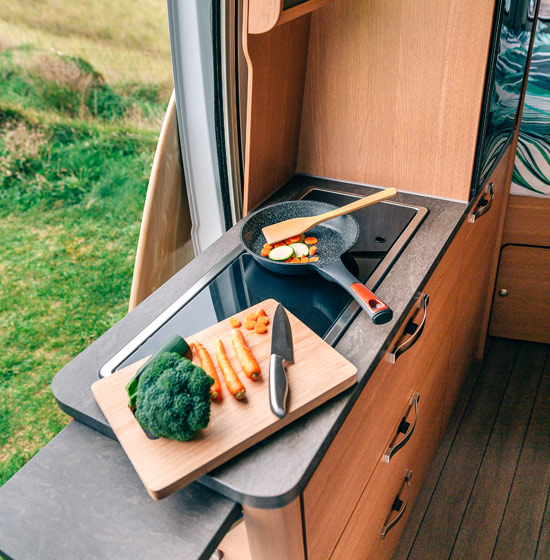 Cooking in a campervan